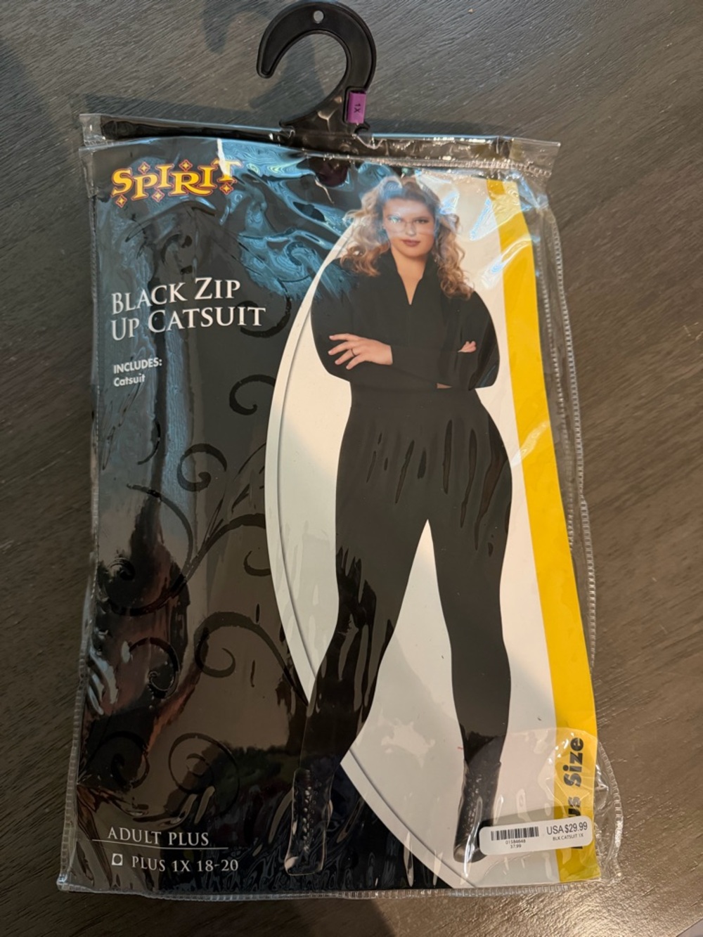 Spirit Black Zip-Up Catsuit - Plus Size